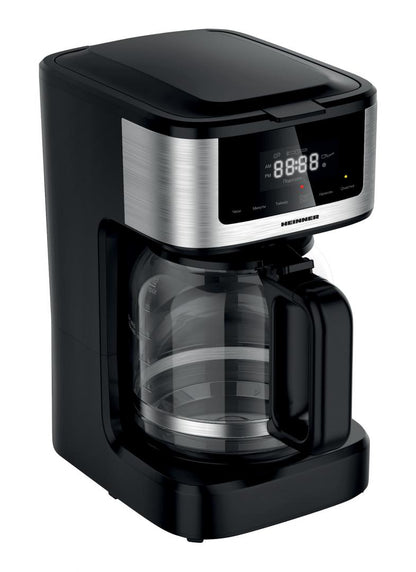 Cafetiera digitala Heinner HCM-DD900BKSS , 900w, 1.8l capacitate, display digital cu control touch, tarie cafea ajustabila, Negru cu insertii inox