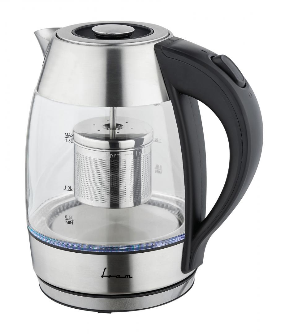 Fierbator electric cu filtru ceai Fram FEK-MTF2200G , 1850-2200w, 1.8l, filtru detasabil, Gri