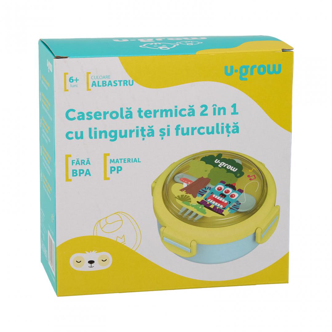 Caserola Termica Cu Lingurita Si Furculita, Blue, U-Grow