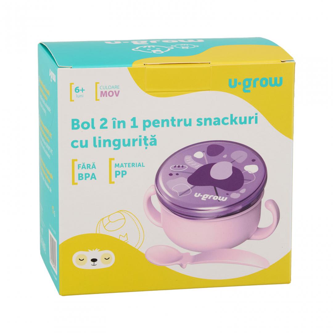 Bol 2 In 1 Pentru Snackuri Cu Lingurita, U-Grow
