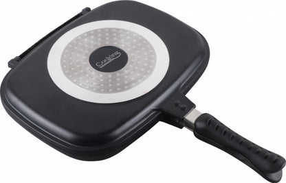 TIGAIE DUBLA DREPTUNGHIULARA TIP GRILL,ALUMINIU,32x24x7.5 CM,DARK LINE INDUCTIE, COOKING BY HEINNER