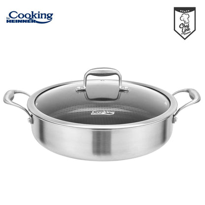 Cratita cu capac sticla Cooking by Heinner Titanium, 3 straturi, inox, 30 x 7.8 cm, 4.8 L