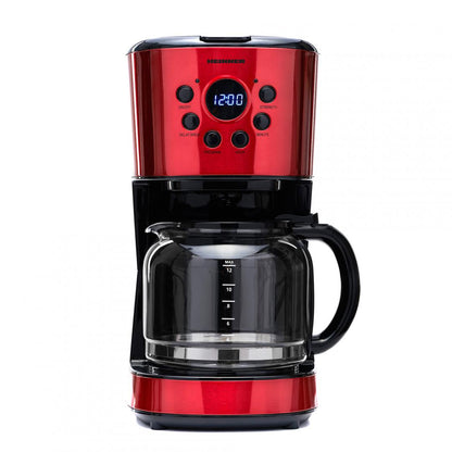 Cafetiera digitala Heinner HCM-1500RDIX, 900 W, 1.5 L, Timer, Display Led, fara BPA, Rosu/Negru