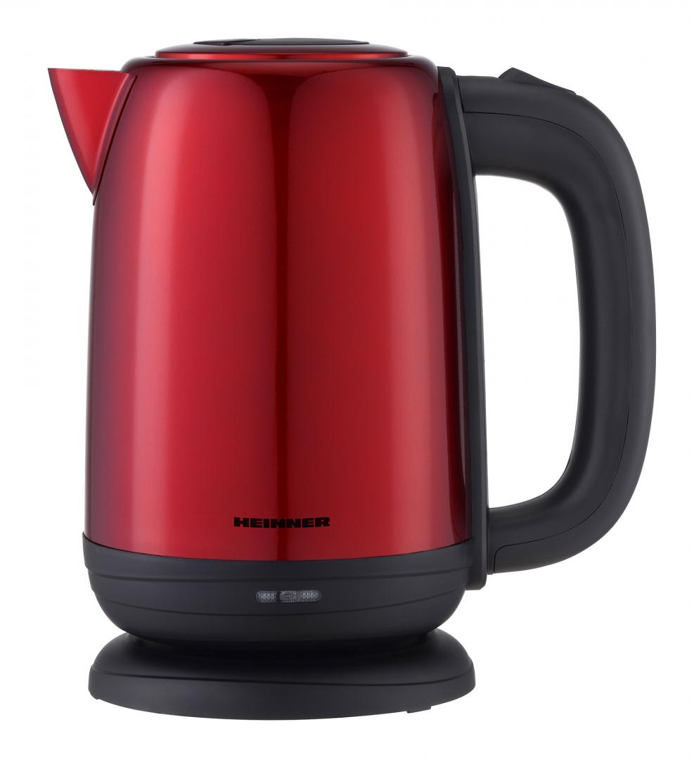 Fierbator electric Heinner HEK-2200RDSS, 1850-2200w, 1.7l, carcasa inox, filtru detasabil, Rosu