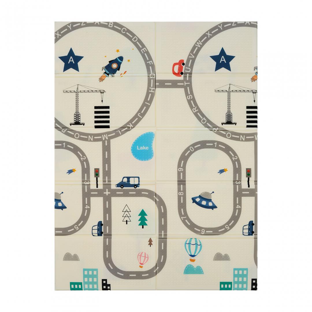 Covor de joaca pentru copii U-Grow, din spuma, pliabil, 2 fete, impermeabil, izolant, 120 x 180 x 1 cm, circuit