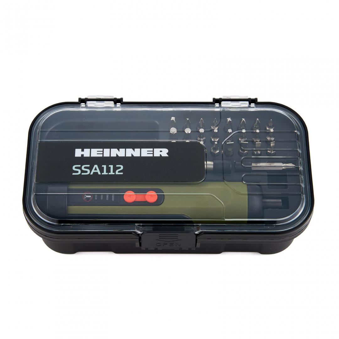 Surubelnita pe acumulator Heinner SSA112, 4 V, 250 RPM, 3 Nm, cablu USB, 25 biti 25 mm, 2 x prelungitor biti