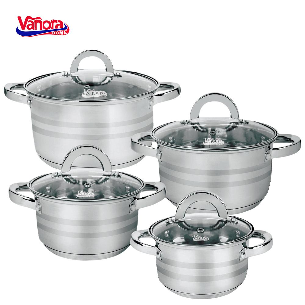 Set de oale pentru gatit Vanora Home Medina, 8 piese, inox, inductie, 16/18/22/24 cm, 1.8/2.5/4.5/6 L