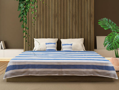 Set cuvertura pat si 2 fete de perna Zia Heinner Home, King Size, 200x220 cm, albastru