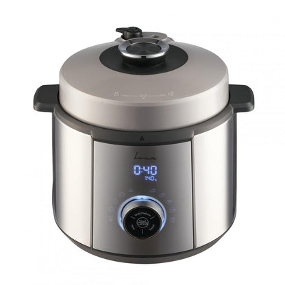 Multicooker cu gatire la presiune FRAM FPCK-R57IX, 1100W, 3.7L, presiune max 0.8bar, 10 programe, Argintiu
