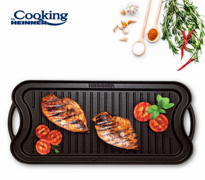 Tava grill/plita Cooking by Heinner, fonta, inductie, 51 x 26 x 2.5 cm