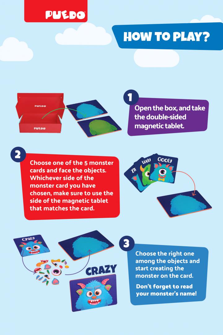 JOC MAGNETIC DIN SPUMA EVA, CREEAZA UN MONSTRU, PUEDO