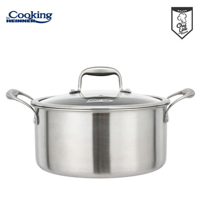 Oala 7L cu capac sticla Cooking by Heinner Titanium, 3 straturi, inox, inductie, 28 x 13 cm