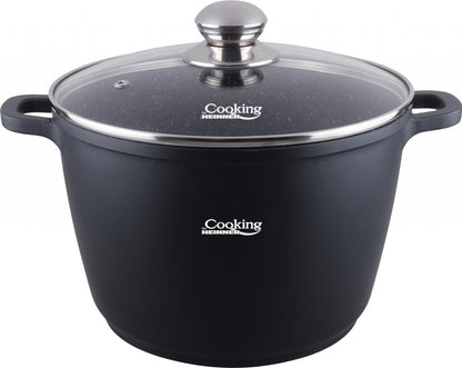 Oala din aluminiu turnat si capac Dark Line, inductie, 28x20 cm, 10 L