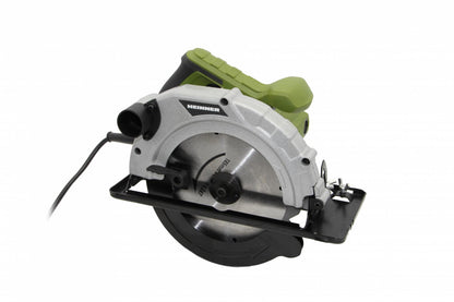 Fierastrau circular Heinner, 1400 W, 230 V, 5000 RPM, 185 mm diametru disc + sina ghidaj + set perii carbune + imbus