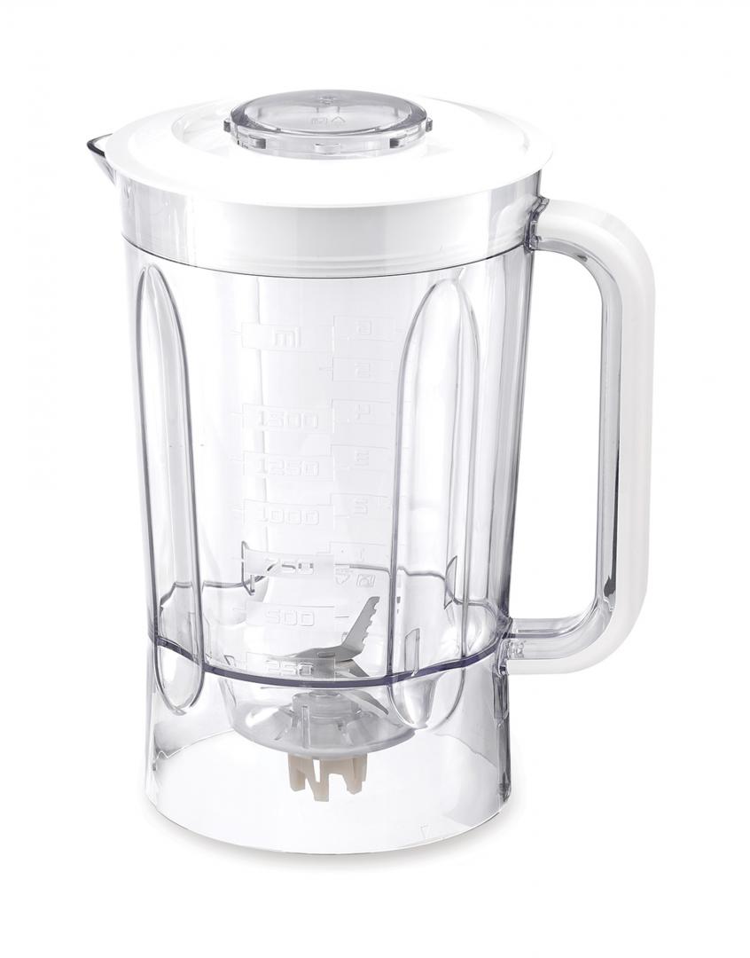 Robot de bucatarie Heinner FineGourmet FHP-K1000WP, 1000W, 6 viteze+pulse, bol procesare: 2.3L, lame inox, disc framantare, 3 lame feliere, disc emulsifiere, cana plastic 1.5l, storcator citrice, alb