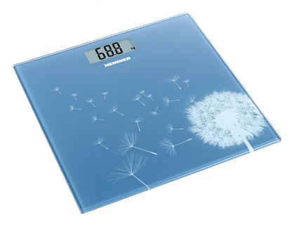 Cantar de baie Heinner HBS-BL150, sticla securizata 5mm, 150kg, display lcd, gradare: 100g, pornire/oprire automata, baterii: 1 x cr2032 (inclusa), design compact ultra slim, bleu