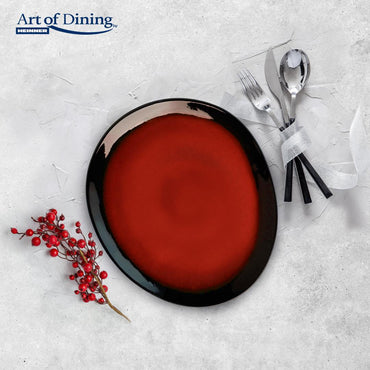 Set 4 farfurii ovale Art of dining by Heinner Vulcano, ceramica, 21 cm