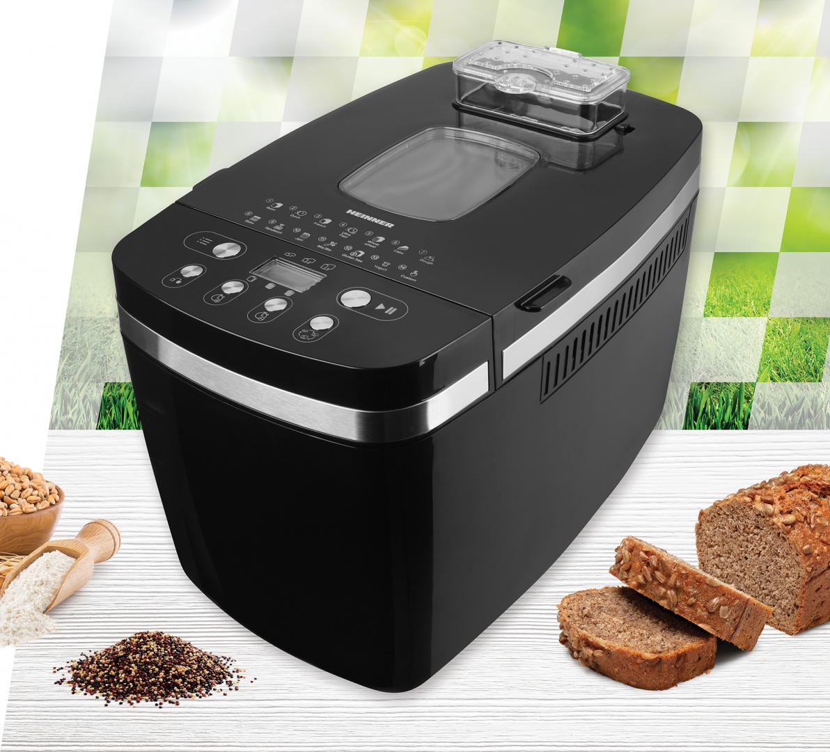 Masina de paine Heinner HBM-D850BK2P, 850W, Capacitate 900-1300g, 14 programe, Negru