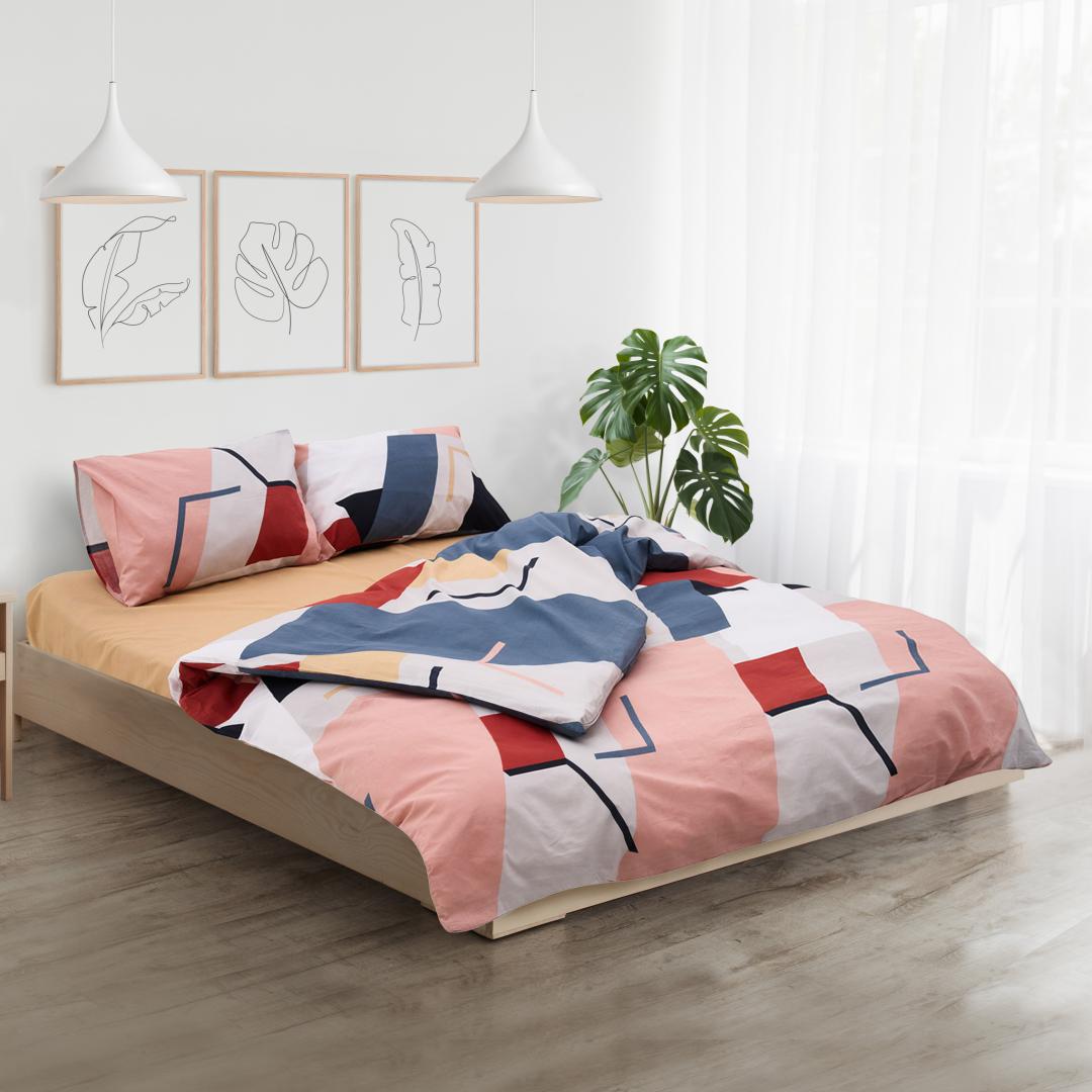 Lenjerie de pat king size  Heinner Home, 100% bumbac 132 TC, cearsaf pilota 200x220 cm, cearsaf pat 220x240 cm, 2 fete de perna 50x70 cm, 4 piese