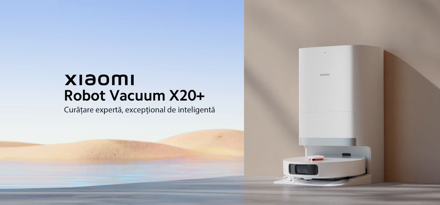 Robot de aspirare Xiaomi X20+ EU BHR8124EU ,Wi-Fi, aspirare&spalare simultana, statie de golire, 75 W, autonomie 140 min, 6000Pa, colectare automata a prafului in 10 secunde, rezervor de apa 4 l, 75 W, alb