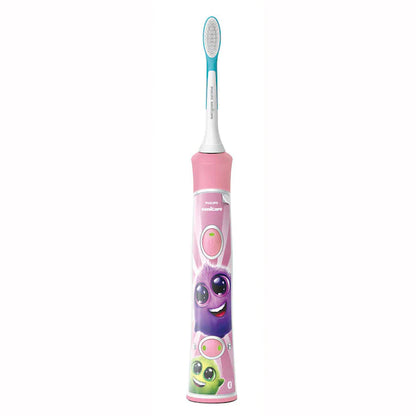 Periuta de dinti electrica pentru copii Philips Sonicare HX6352/42, 2 moduri de periaj, 2 niveluri de intensitate, 62.000 miscari/minut, contine 2 capete de periere: pentru 3 si 7 ani, 8 stikere, conectare aplicatie Philips Sonicare for Kids, roz