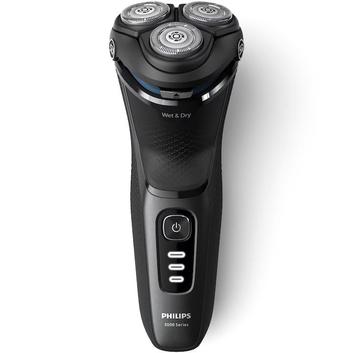 Aparat de ras PHILIPS Shaver Seria 3000 S3244/12, barbierit umed şi uscat, fara fir, capete 5D pivotante si flexibile, lame autoascutire, 60 min, sistem de barbierire anticoroziune, capac de protectie, Negru