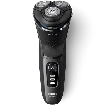 Aparat de ras PHILIPS Shaver Seria 3000 S3244/12, barbierit umed şi uscat, fara fir, capete 5D pivotante si flexibile, lame autoascutire, 60 min, sistem de barbierire anticoroziune, capac de protectie, Negru