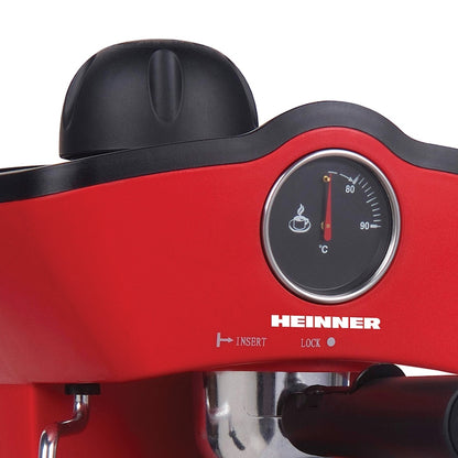 Espressor manual Heinner HEM-200RD, 800W, 3.5 bar, filtru inox, 250 ml, Rosu