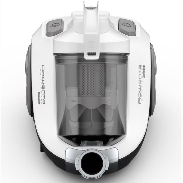 Aspirator fara sac Rowenta Swift Power Cyclonic RO2957EA, 750W, tehnologie ciclonica, 7.6m, motor Effitech, Animal Care, Alb/Negru