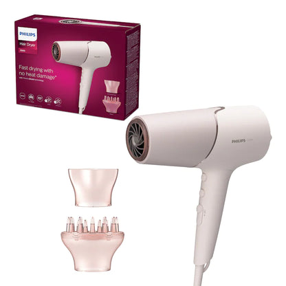 Uscator de par Philips BHD530/00, 2300W, tehnologie ThermoShield, ingrijire cu ioni, 2 setari de viteza, 3 setari de temperatura, difuzor, cap de coafare 11 mm, Rose gold/perlat