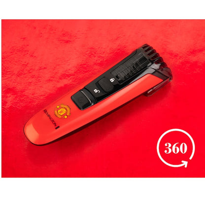Aparat de tuns pentru barba/mustata Remington MB4128 Manchester United Beard Boss Styler, Lame CaptureTrim, Lame lavabile, Indicator LED, Rosu/ Negru