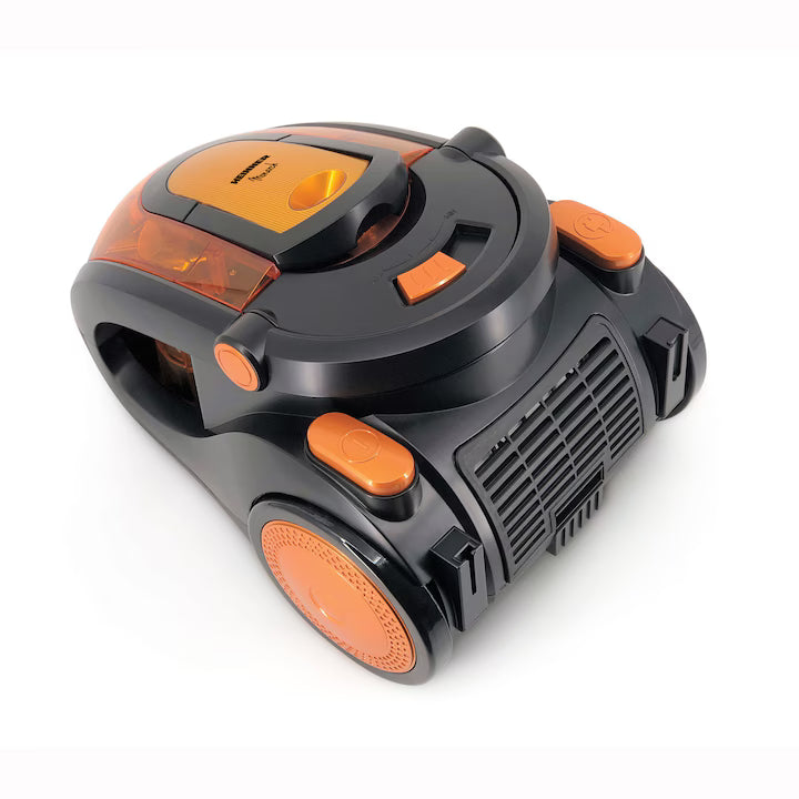 Aspirator fara sac Heinner Monarch HVC-V800BK, 800W, putere absorbtie >180W, 2.2L, tija telescopica din metal, accesorii 2 in 1, perie canapea, negru/orange