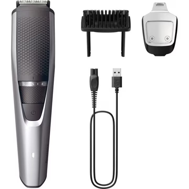 Aparat de tuns barba PHILIPS Seria 3000, acumulator, autonomie 60 min, Gri antracit