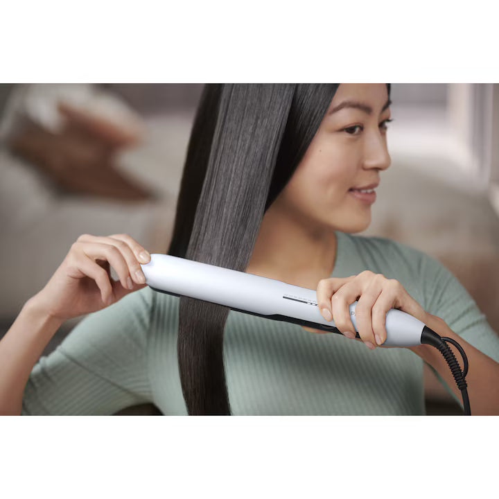 Placa de indreptat parul Philips Prestige BHS520/00, tehnologie ThermoShield, placi infuzate cu ulei de argan, 230°C, ingrijire ioni, 12 setari temperatura, husa termorezistenta, Albastru deschis