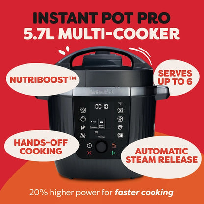 Multicooker Instant Pot PRO MAX 5.7L, vas intern din Inox, 10 functii, control la distanta prin Wi-Fi, 1000-1200W, Negru