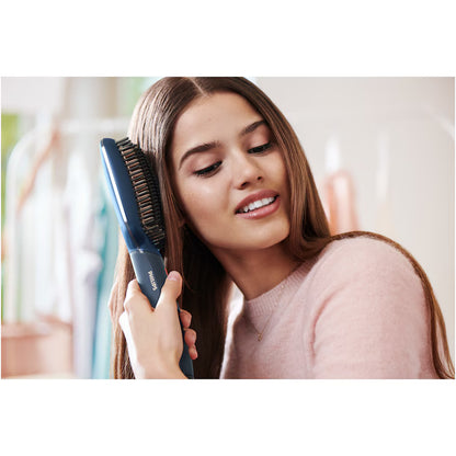 Perie incalzita pentru indreptare Philips BHH885/00, ingrijire cu ioni, tehnologie ThermoProtect, 3 setari temperatura, infuzie cu ulei de argan