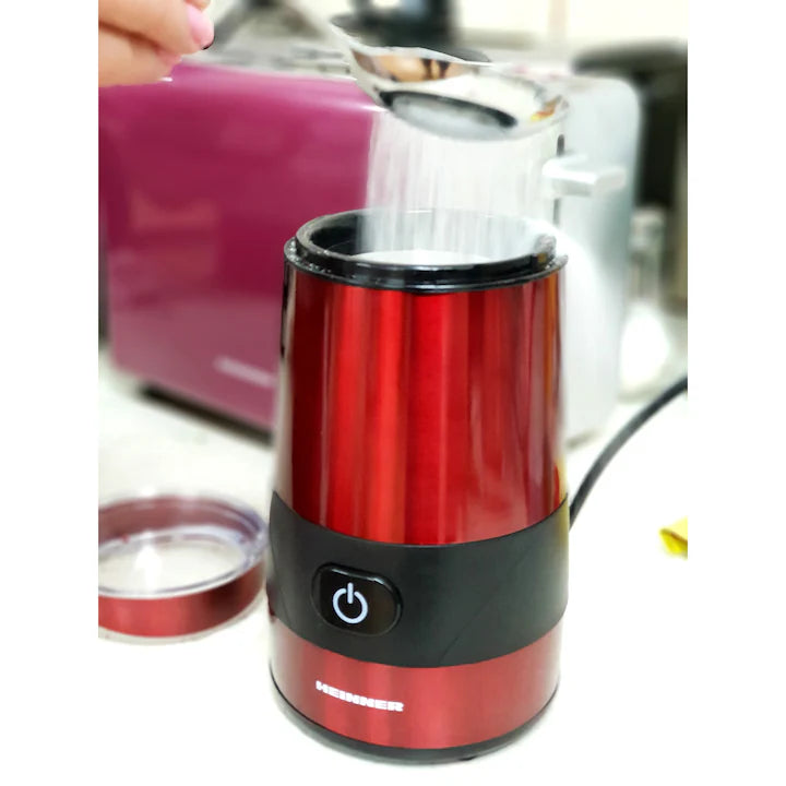 Rasnita electrica Heinner HCG-200RED, 200 W, 60 g, Interior Inox, Rosu