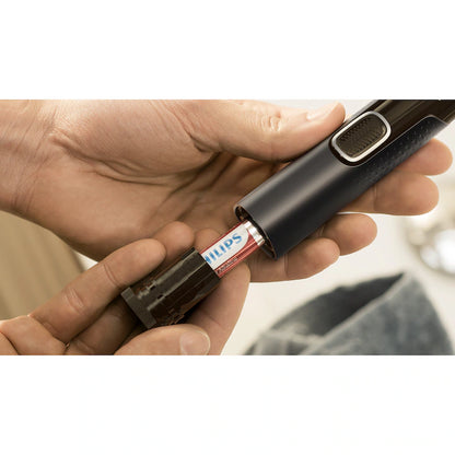Trimmer pentru nas/urechi Philips NT5650/16, baterie, lavabil, utilizare umed si suscat, tehnologie Precision Trim, otel inoxidabil, pieptene pentru sprancene, 2 piepteni 3-5 mm, Negru
