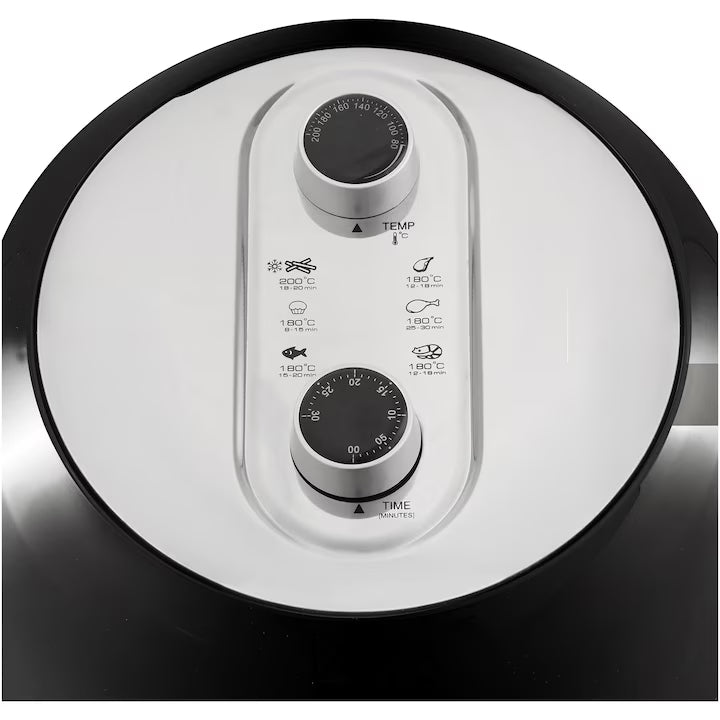 Friteuza cu aer cald FRAM Airfryer FAF-1500BK, gatire fara ulei, 1500W, capacitate cos 3.2L, vas detasabil anti-adeziv, termostat reglabil 80-200˚C, timer 30 min, negru