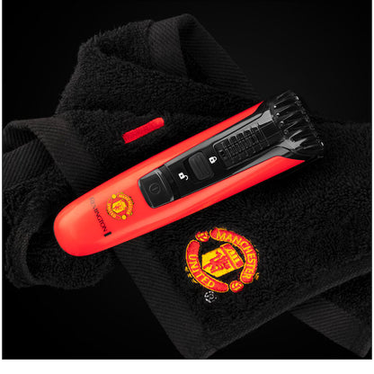 Aparat de tuns pentru barba/mustata Remington MB4128 Manchester United Beard Boss Styler, Lame CaptureTrim, Lame lavabile, Indicator LED, Rosu/ Negru