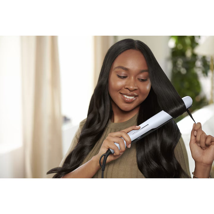 Placa de indreptat parul Philips Prestige BHS520/00, tehnologie ThermoShield, placi infuzate cu ulei de argan, 230°C, ingrijire ioni, 12 setari temperatura, husa termorezistenta, Albastru deschis