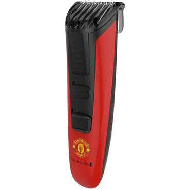 Aparat de tuns pentru barba/mustata Remington MB4128 Manchester United Beard Boss Styler, Lame CaptureTrim, Lame lavabile, Indicator LED, Rosu/ Negru