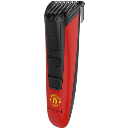 Aparat de tuns pentru barba/mustata Remington MB4128 Manchester United Beard Boss Styler, Lame CaptureTrim, Lame lavabile, Indicator LED, Rosu/ Negru