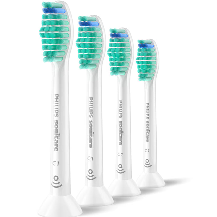 Rezerve Philips Sonicare Pro Results HX6014/87, pachet de 4 capete de periere, Standard, click-on, sincronizarea modurilor BrushSync, Alb