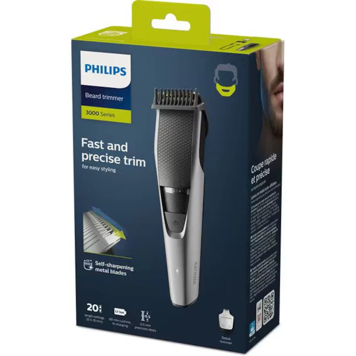 Aparat de tuns barba PHILIPS Seria 3000, acumulator, autonomie 60 min, Gri antracit