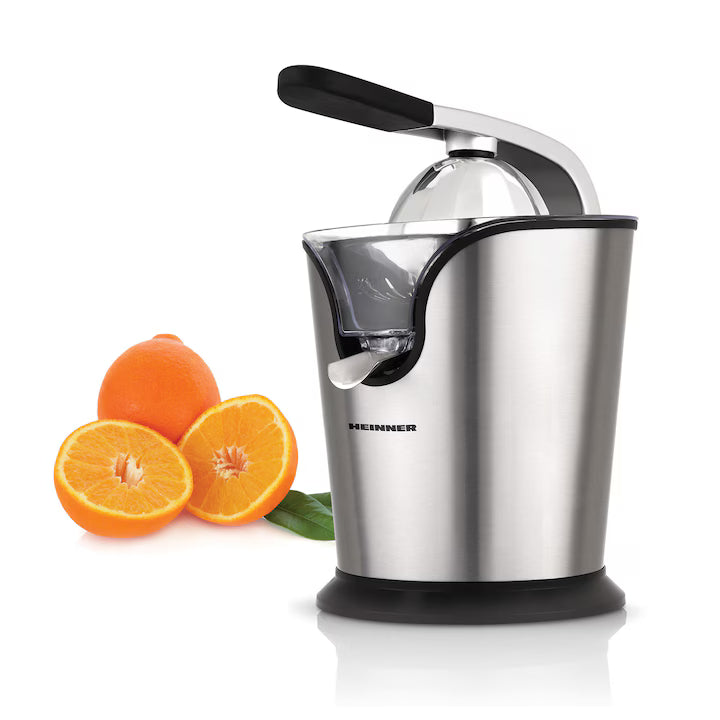 Storcator de citrice Heinner C160SS, 160w, 0.24 l, Sistem anti-alunecare, Sita inclusa, Inox, Argintiu