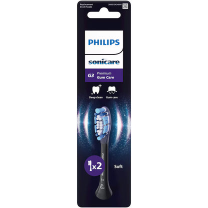Rezerve Philips Sonicare Gum Care HX9052/88, pachet de 2 capete de periere, Standard, click-on, sincronizarea modurilor BrushSync, Negru