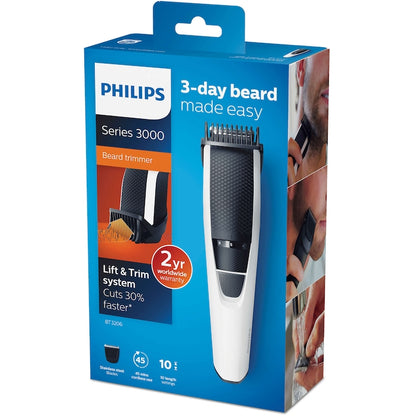 Aparat de tuns barba Philips BT3206/14, Lame din inox 0.5-10mm, Alb/Negru