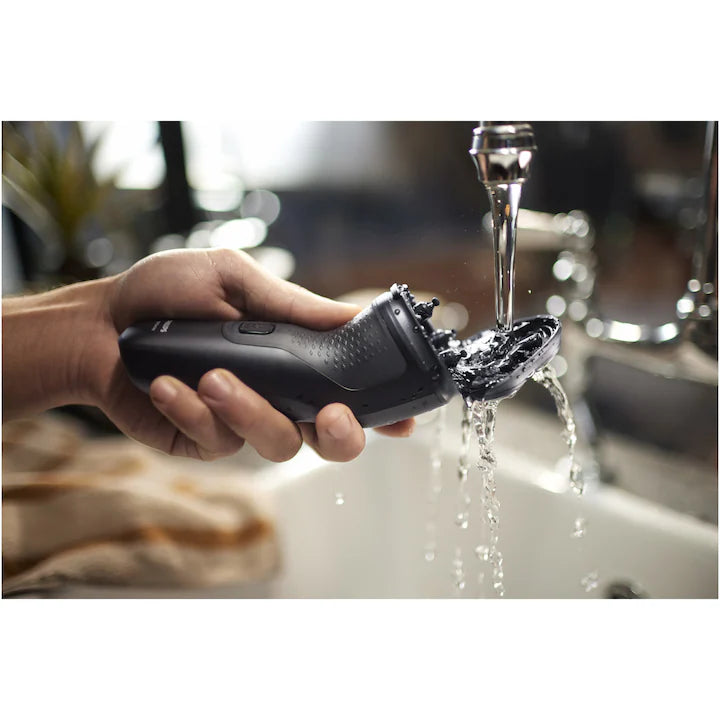 Aparat de ras PHILIPS Shaver Seria 1000 S1141/00, barbierit umed şi uscat, fara fir, capete 4D flexibile, lame autoascutire, 40 min, capac de protectie, Negru