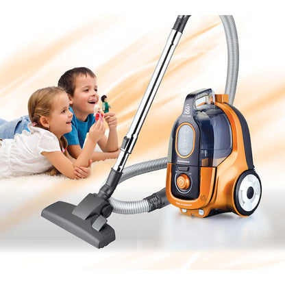 Aspirator fara sac Heinner HVC-V750OR, 750 W, 2.2 l, Filtrare ciclonica, Filtru Hepa dublu 13, Negru / Portocaliu